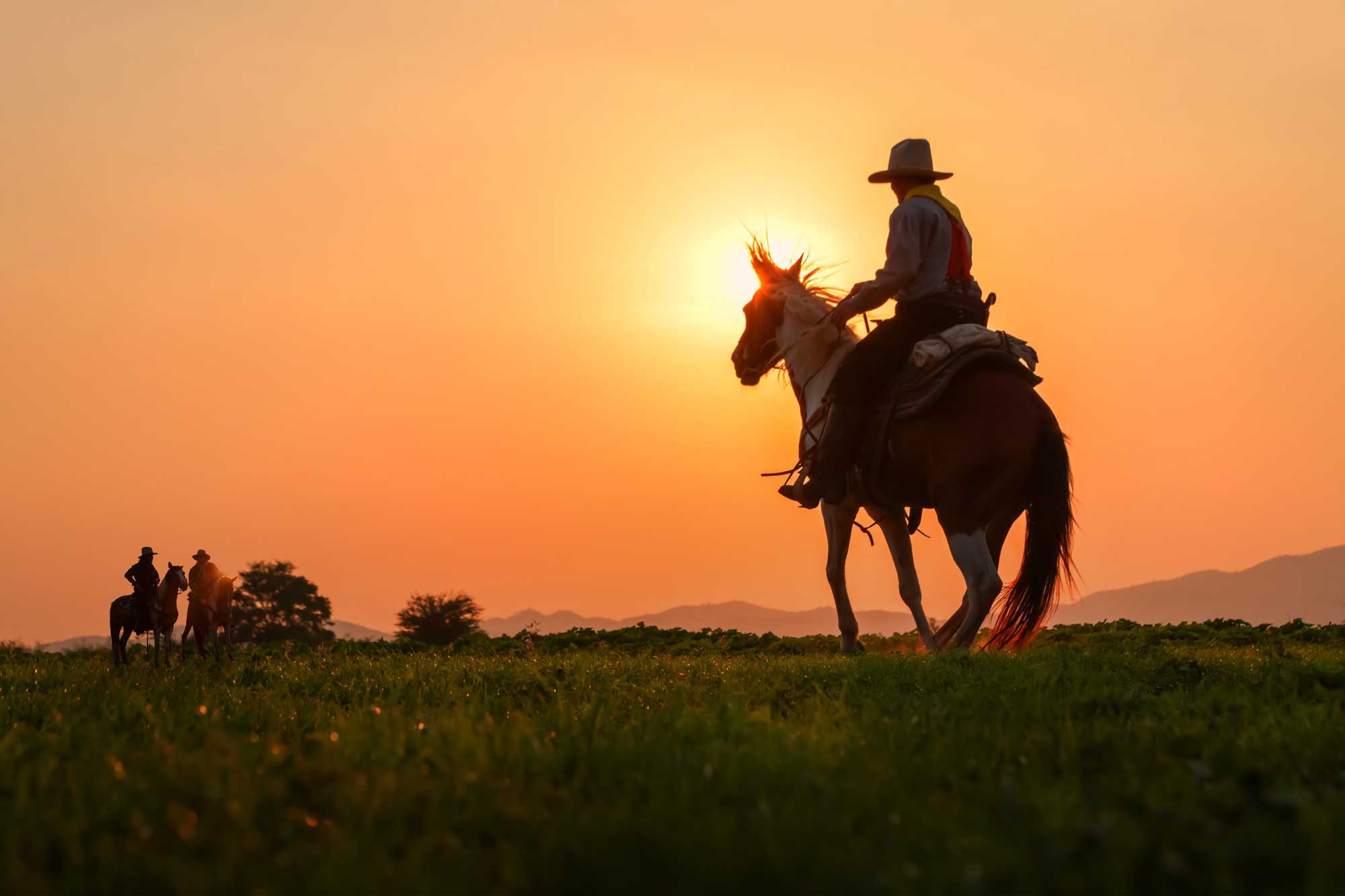 the-silhouette-of-three-men-wearing-a-cowboy-dress